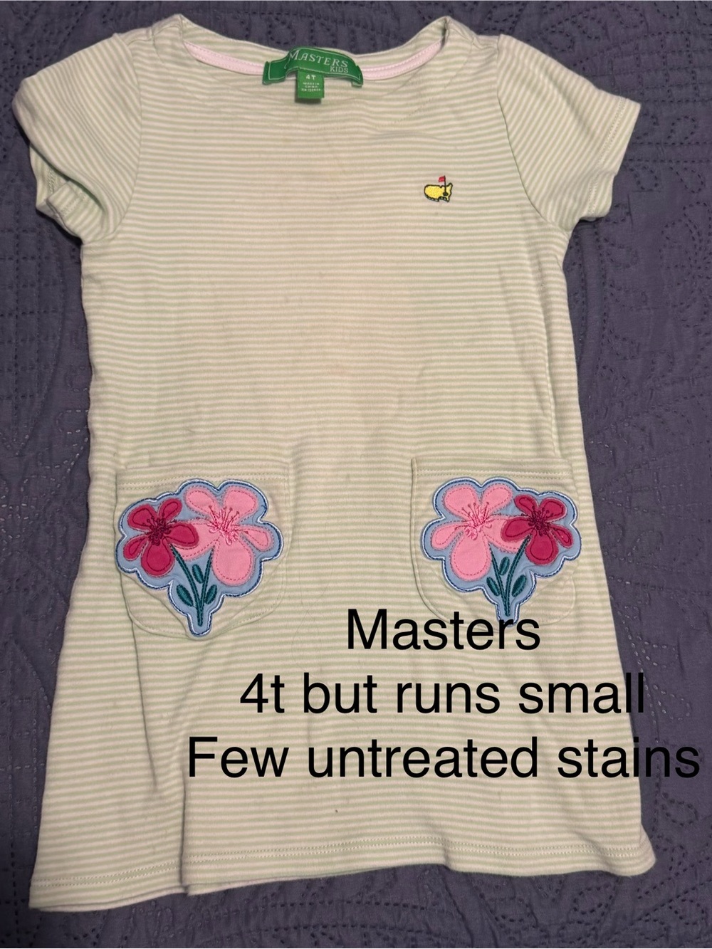 Masters Cream & Pink Floral Patch Girls' Casual Dress